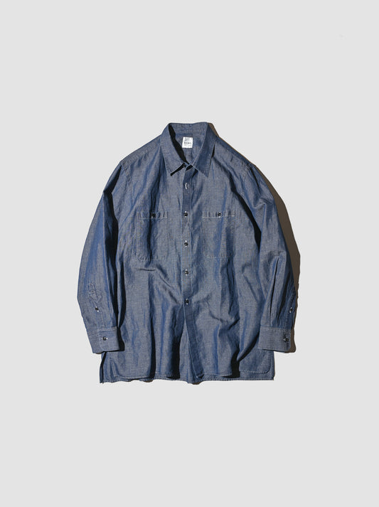 BISOWN / COTTON LINEN CAMBRAY SHIRTS  -DARK INDIGO