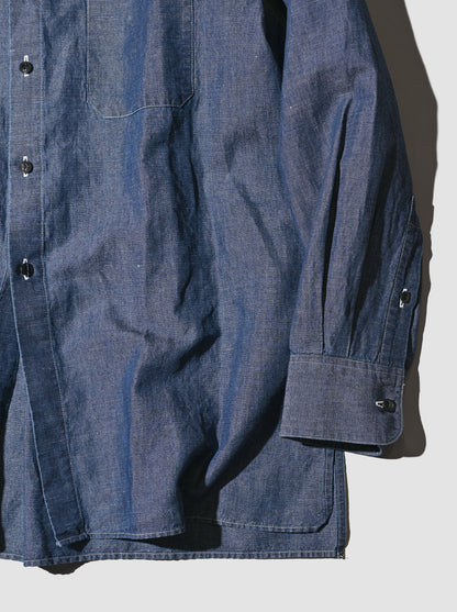 BISOWN / COTTON LINEN CAMBRAY SHIRTS  -DARK INDIGO