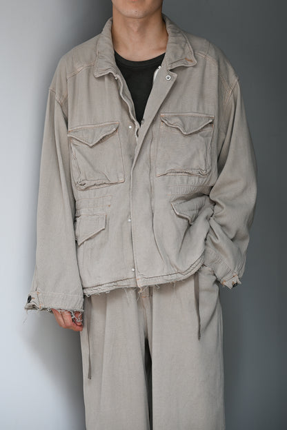 ANCELLM / SILK SUEDE FIELD JACKET -SAND