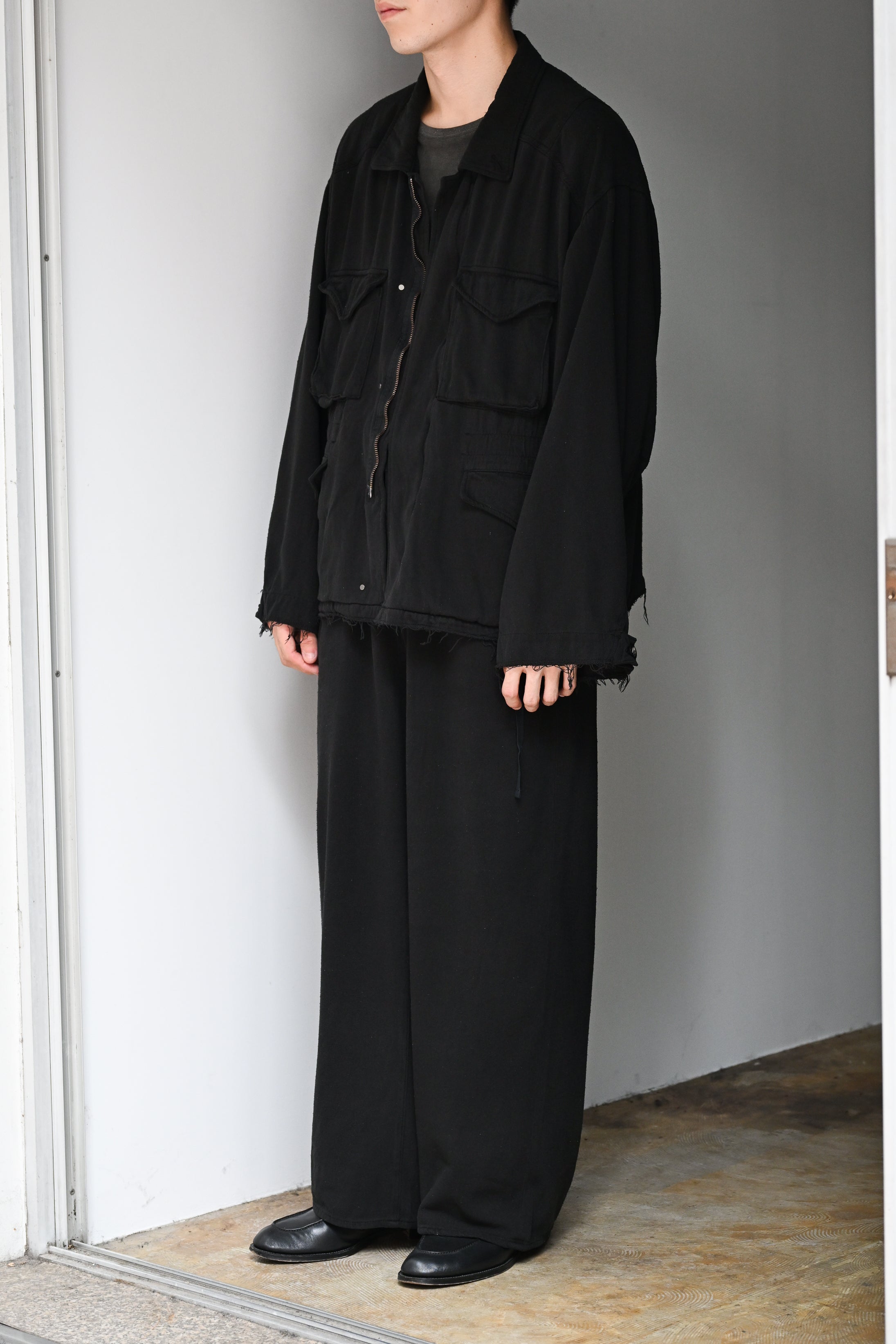 ANCELLM / SILK SUEDE FIELD JACKET -BLACK – and father