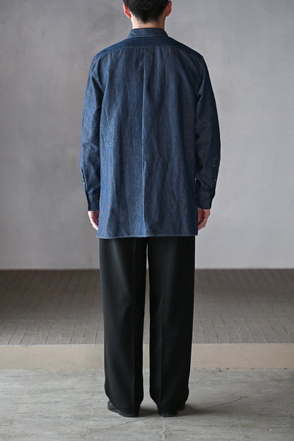 BISOWN / COTTON LINEN CAMBRAY SHIRTS  -DARK INDIGO