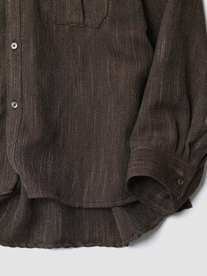ANCELLM / MELANGE WOOL OVER WORK SHIRT -BROWN