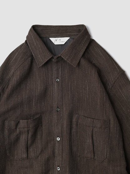 ANCELLM / MELANGE WOOL OVER WORK SHIRT -BROWN