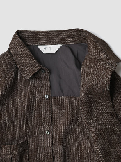 ANCELLM / MELANGE WOOL OVER WORK SHIRT -BROWN