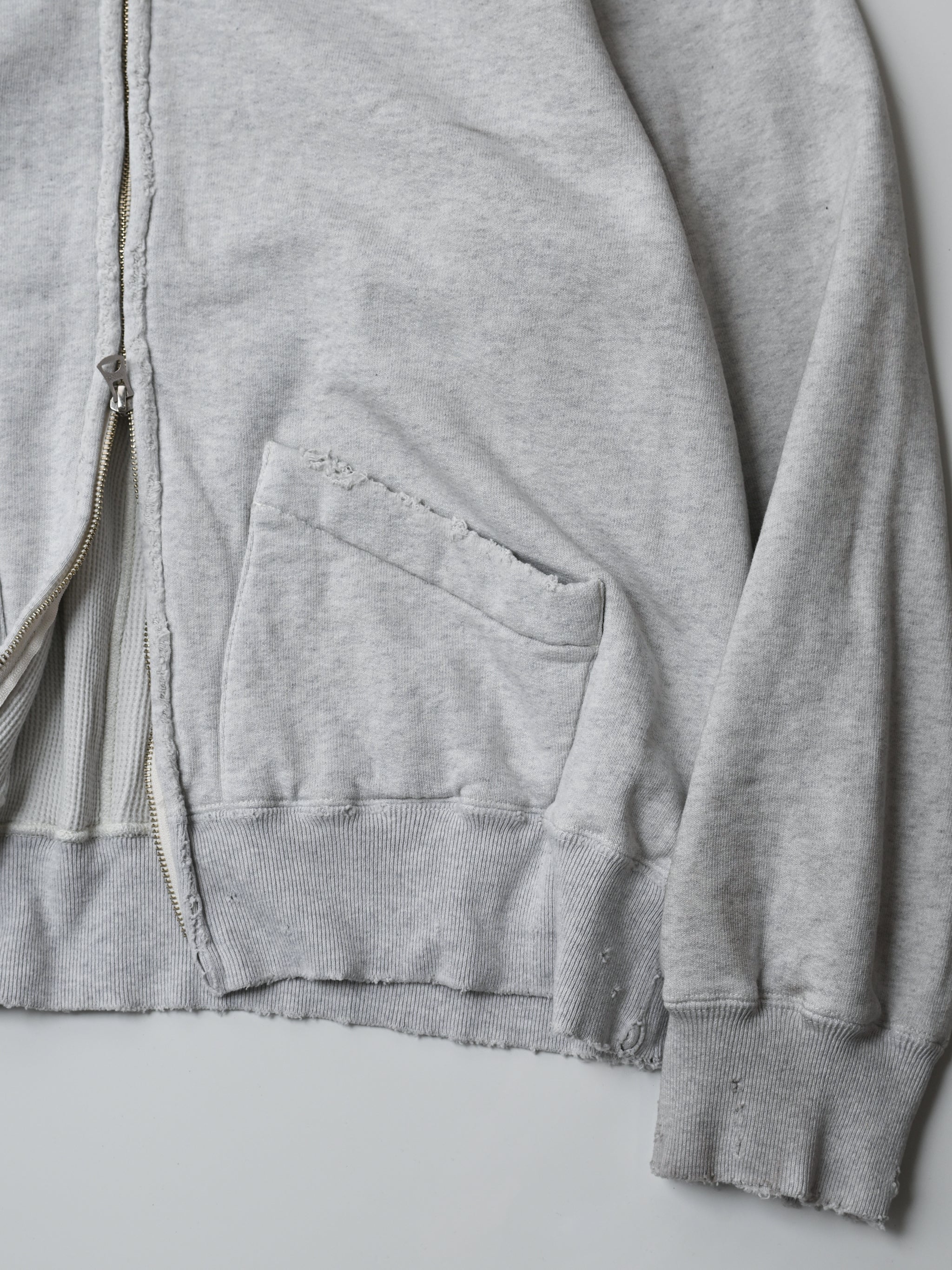 ANCELLM / ZIP UP HOODIE -HEATHER WHITE – and father