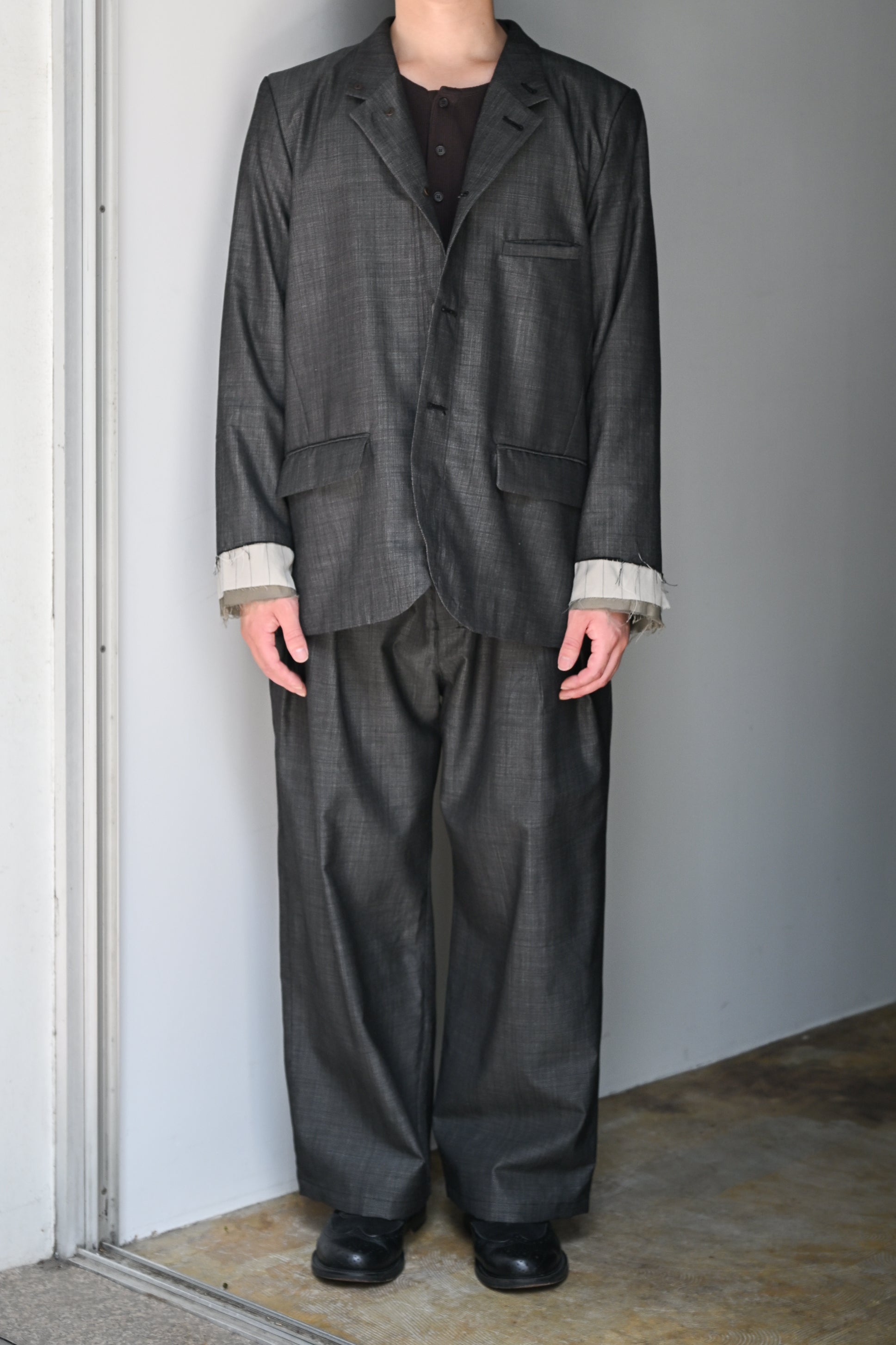 ANCELLM / LAYERED TAILORED JACKET -BLACK