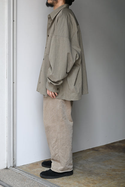 WHOWHAT /  5X SHIRT  <LONG SLEEVE/SHORT LENGTH>  -KHAKI BEIGE
