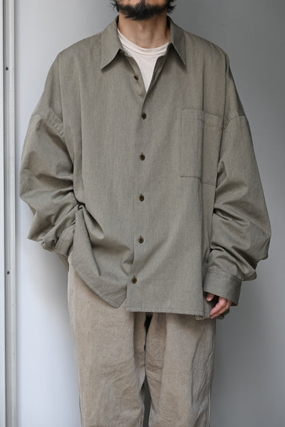 WHOWHAT /  5X SHIRT  <LONG SLEEVE/SHORT LENGTH>  -KHAKI BEIGE