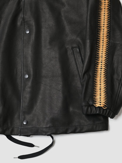 WHOWHAT / LEATHER SHARK COACH JACKET -BLACK