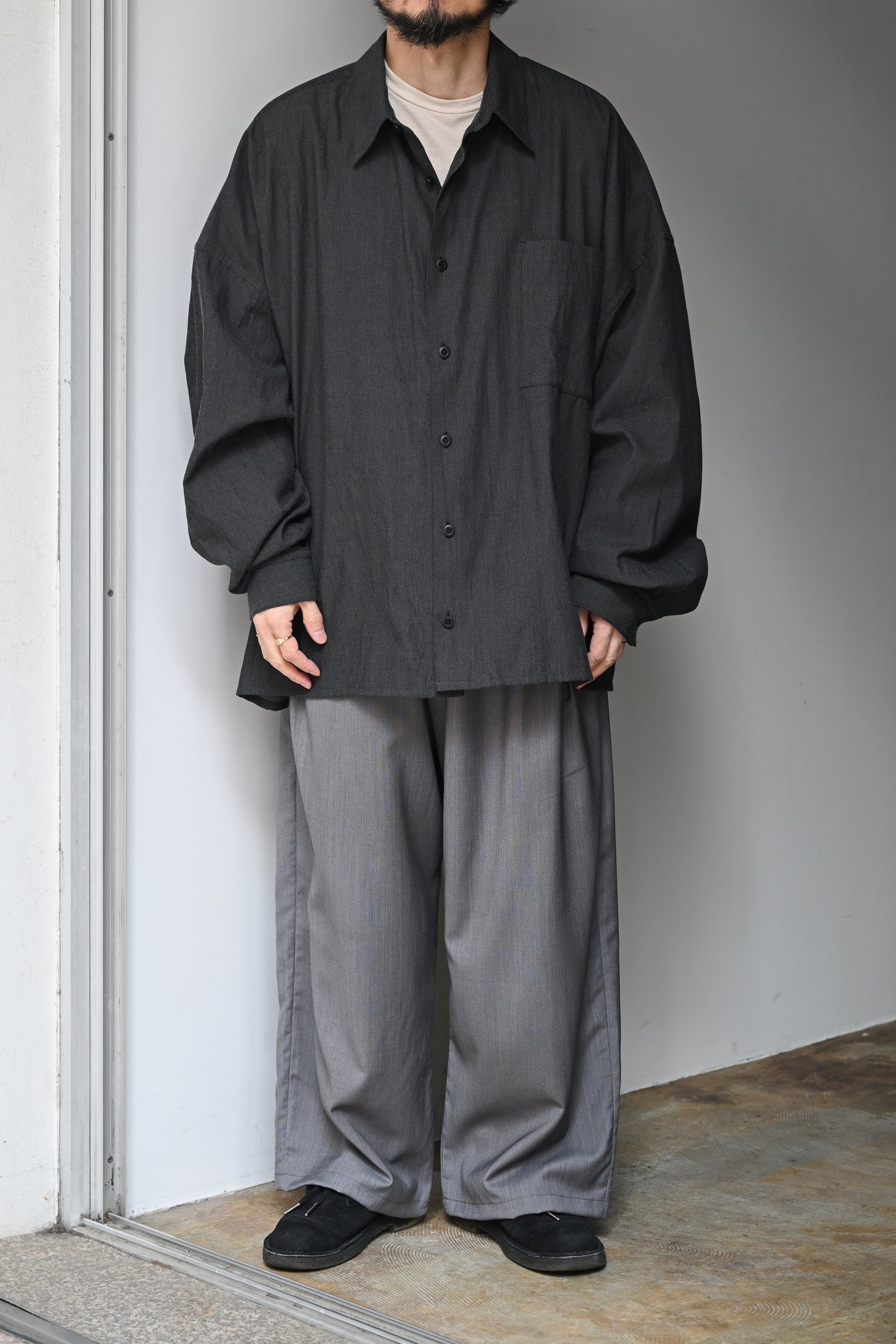 WHOWHAT /  5X SHIRT  <LONG SLEEVE/SHORT LENGTH>  -CHARCOAL