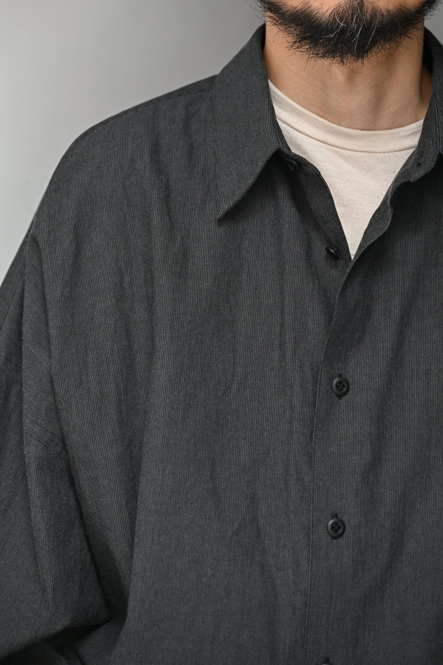 WHOWHAT /  5X SHIRT  <LONG SLEEVE/SHORT LENGTH>  -CHARCOAL