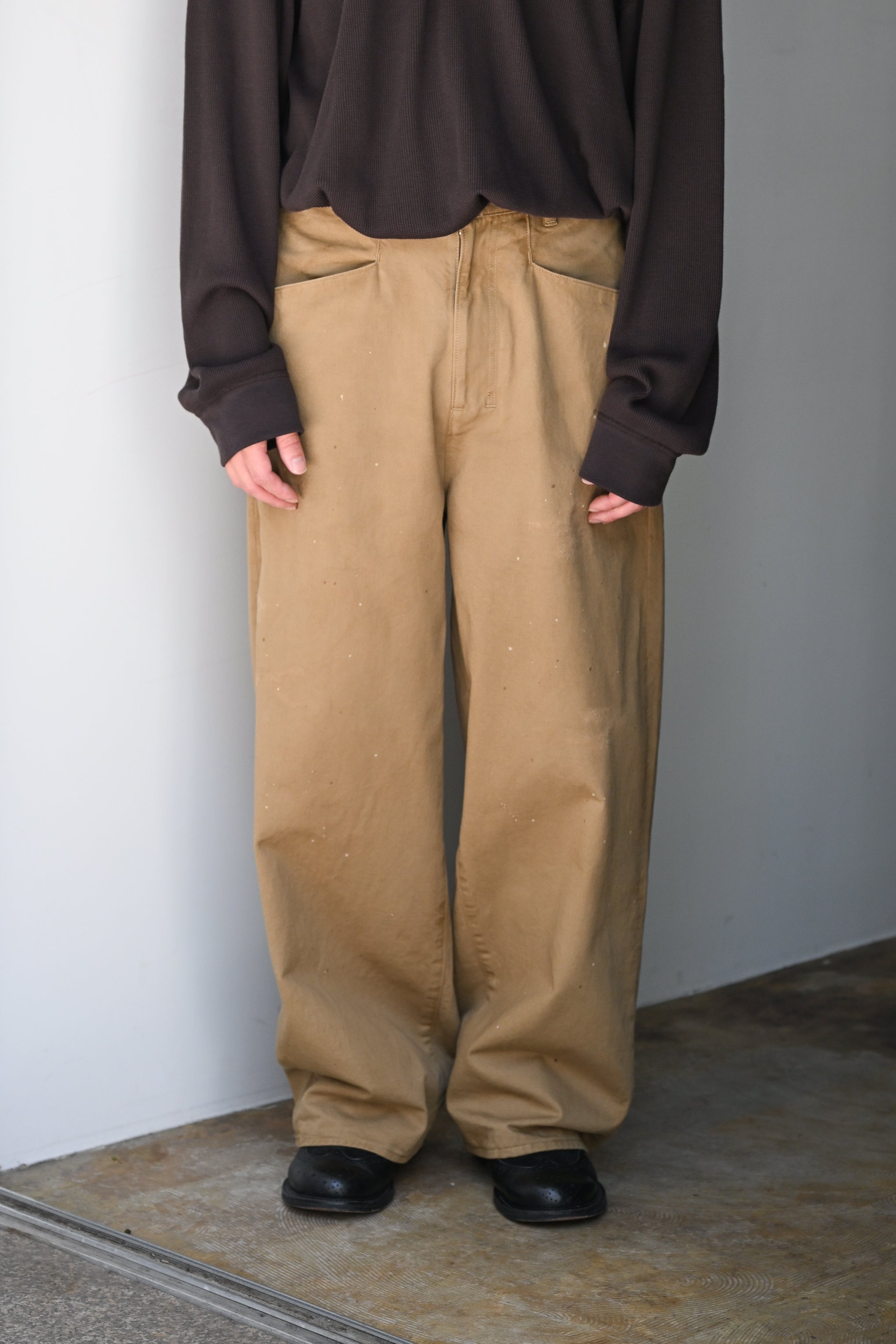 ANCELLM / AGING CHINO SLACKS -BEIGE