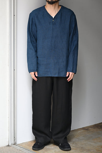 MITTAN / 大麻長袖プルオーバー(草木染) -藍×胡桃
