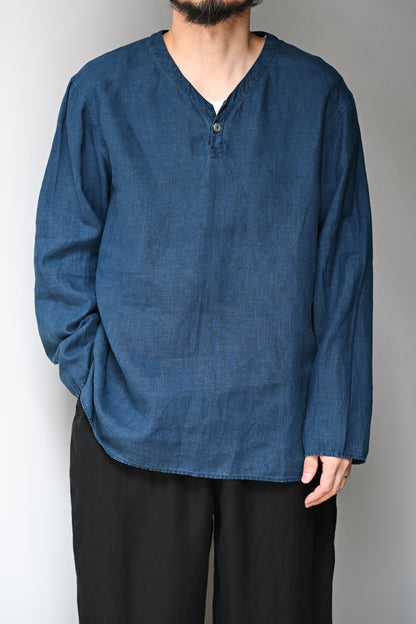 MITTAN / 大麻長袖プルオーバー(草木染) -藍×胡桃