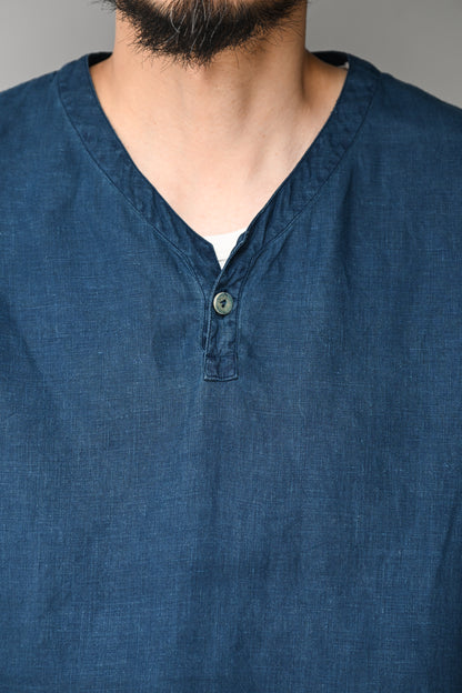 MITTAN / 大麻長袖プルオーバー(草木染) -藍×胡桃