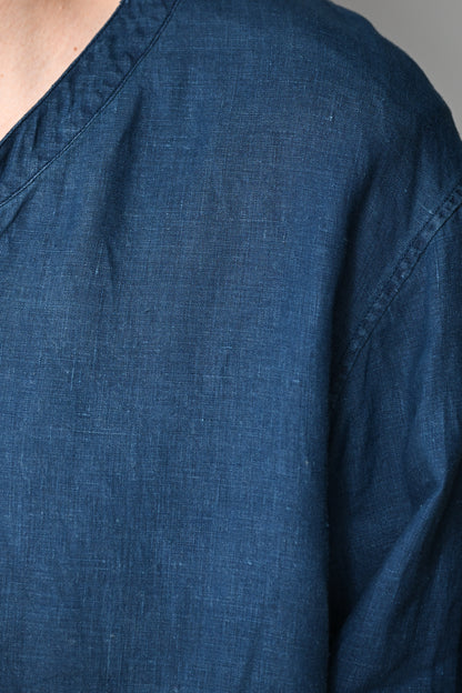 MITTAN / 大麻長袖プルオーバー(草木染) -藍×胡桃