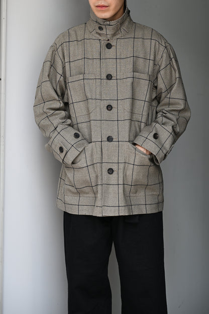 POSTELEGANT / Wool Blouson -BEIGE CHECK