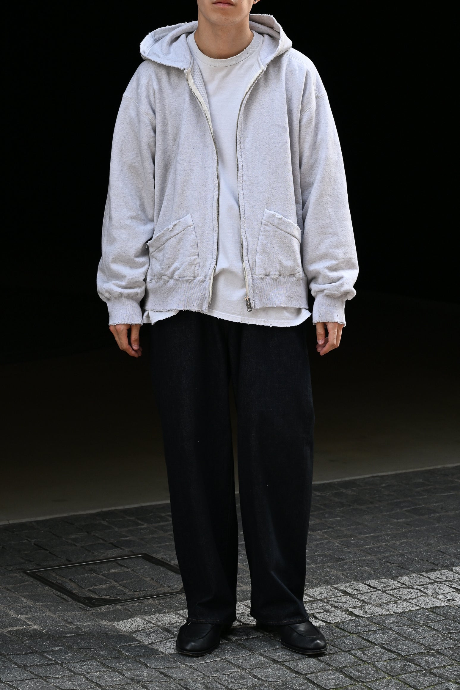 25SS 新品 ANCELLM アンセルム ZIPUP HOODIE WHITE ANCELLM | アンセルム ZIPUP HOODIE (HEATHER WHITE) / ジップ