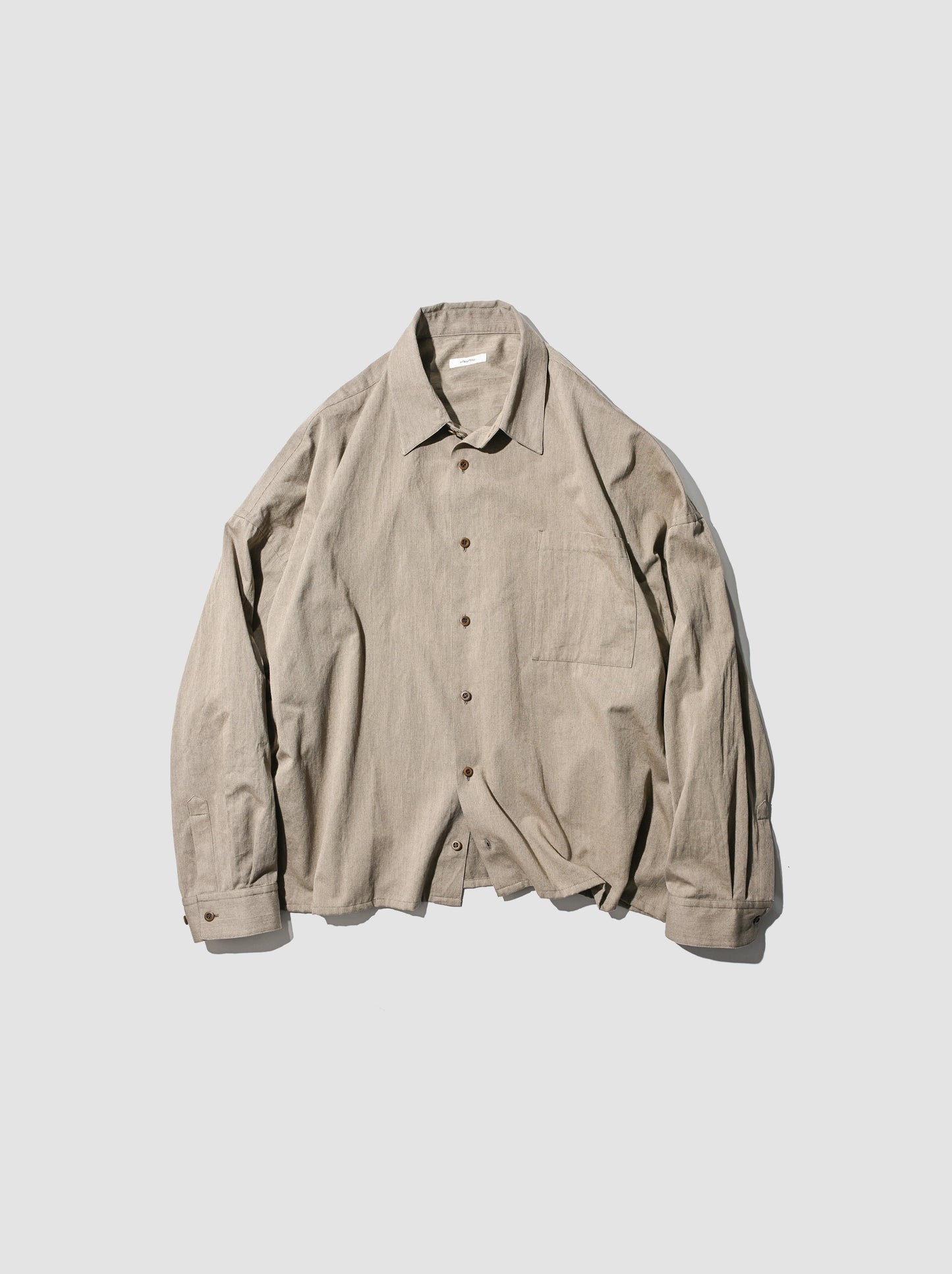 WHOWHAT /  5X SHIRT  <LONG SLEEVE/SHORT LENGTH>  -KHAKI BEIGE