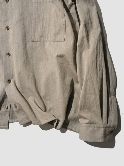 WHOWHAT /  5X SHIRT  <LONG SLEEVE/SHORT LENGTH>  -KHAKI BEIGE