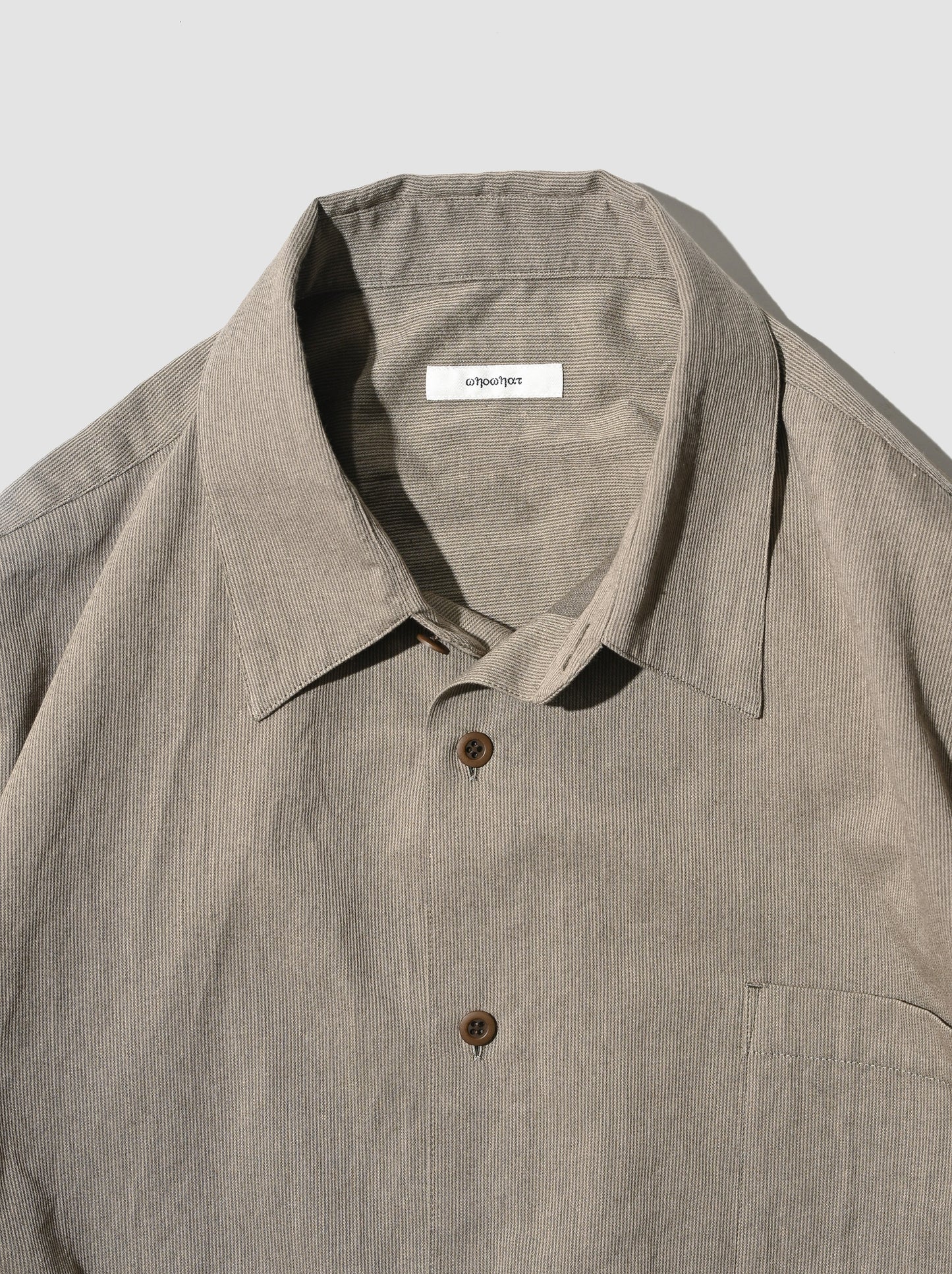 WHOWHAT /  5X SHIRT  <LONG SLEEVE/SHORT LENGTH>  -KHAKI BEIGE