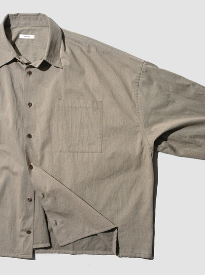 WHOWHAT /  5X SHIRT  <LONG SLEEVE/SHORT LENGTH>  -KHAKI BEIGE