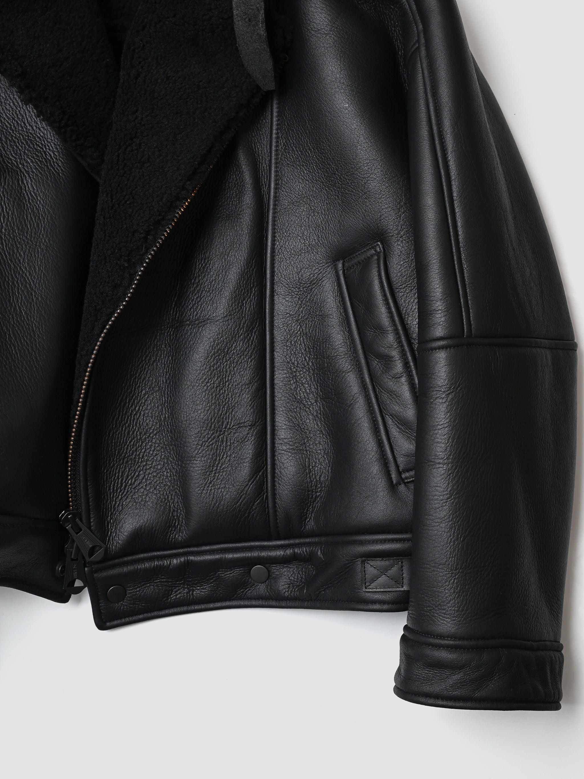ANCELLM / MOUTON DOUBLE JACKET -BLACK×BLACK – and father