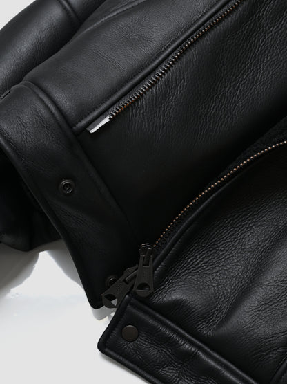 ANCELLM / MOUTON DOUBLE JACKET -BLACK×BLACK