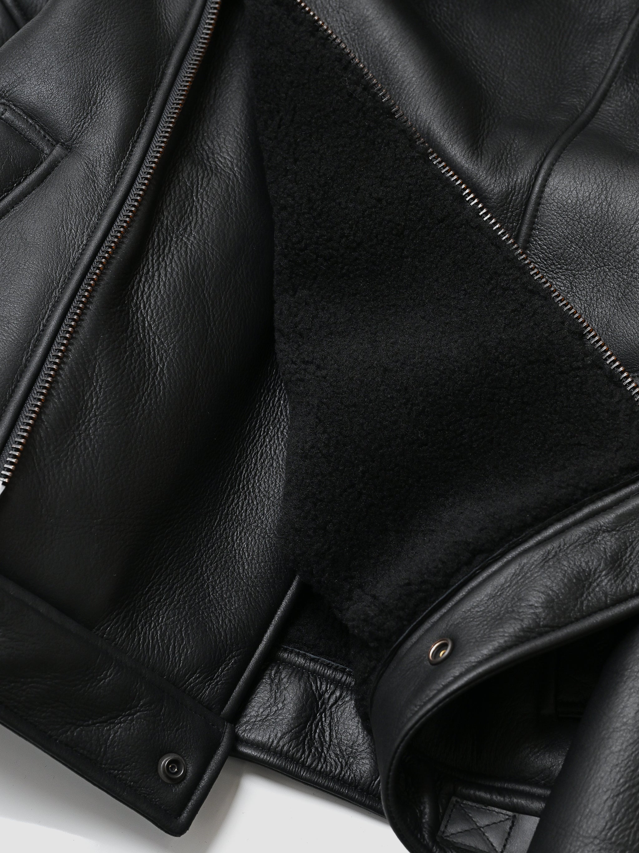 ANCELLM / MOUTON DOUBLE JACKET -BLACK×BLACK – and father