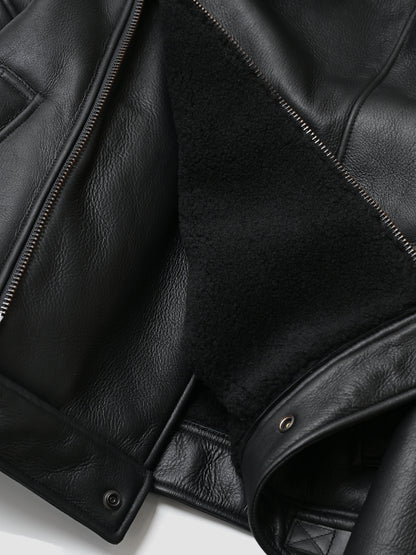 ANCELLM / MOUTON DOUBLE JACKET -BLACK×BLACK