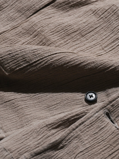ANCELLM / CREPE SHIRT JACKET -GREIGE