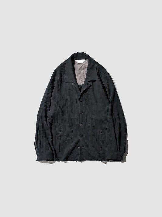 ANCELLM / CREPE SHIRT JACKET -BLACK