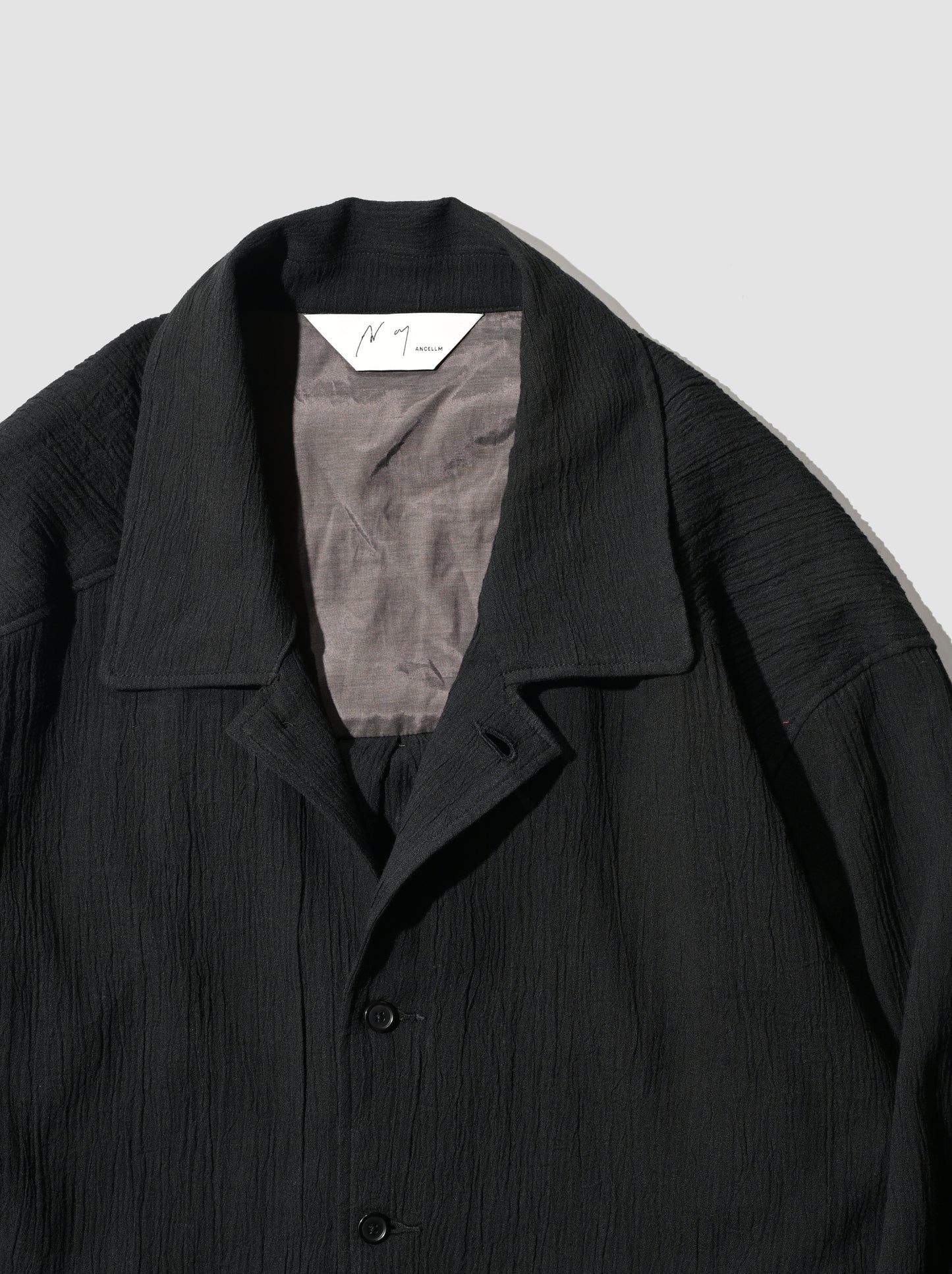 ANCELLM / CREPE SHIRT JACKET -BLACK