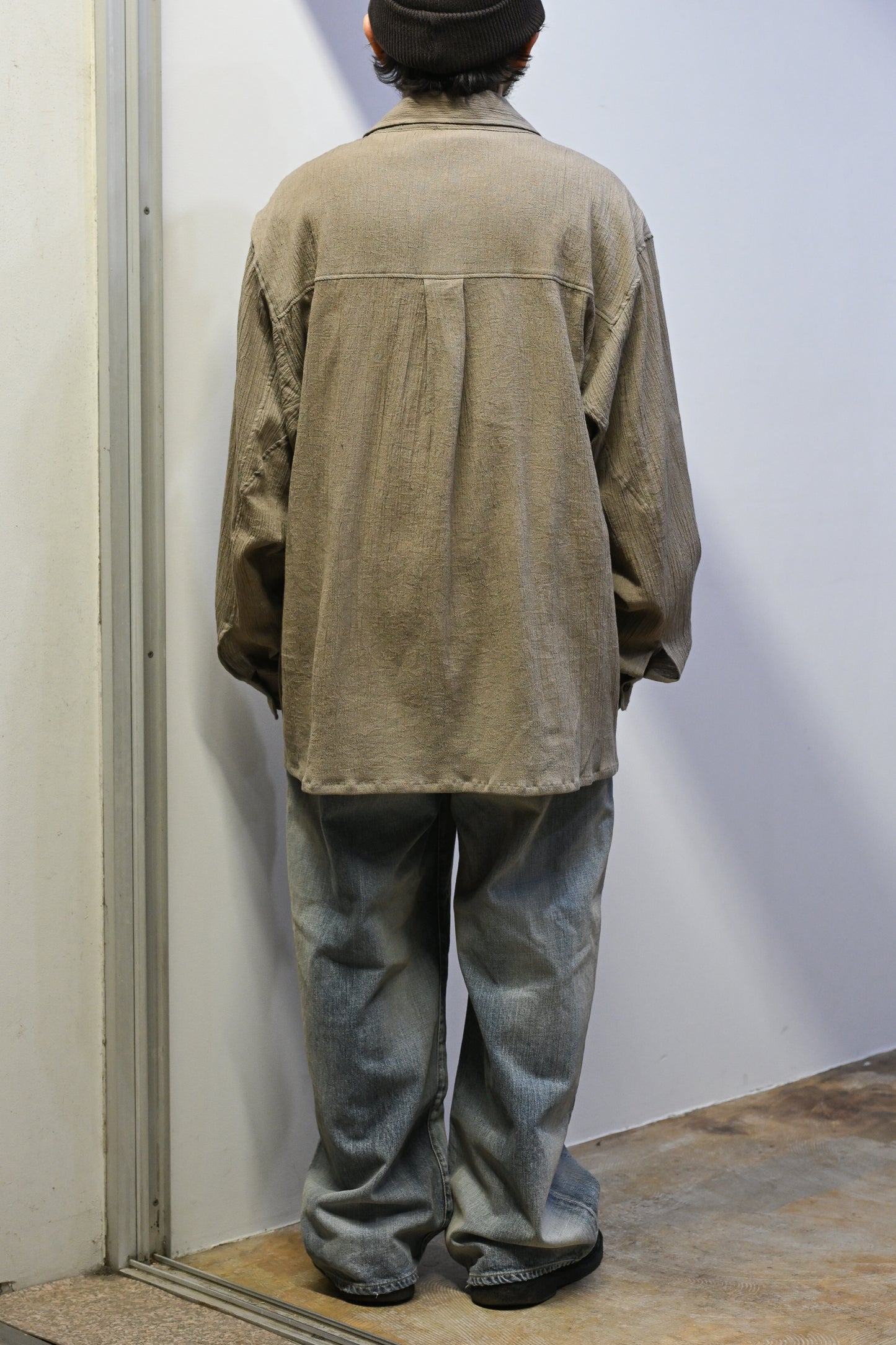 ANCELLM / CREPE SHIRT JACKET -GREIGE