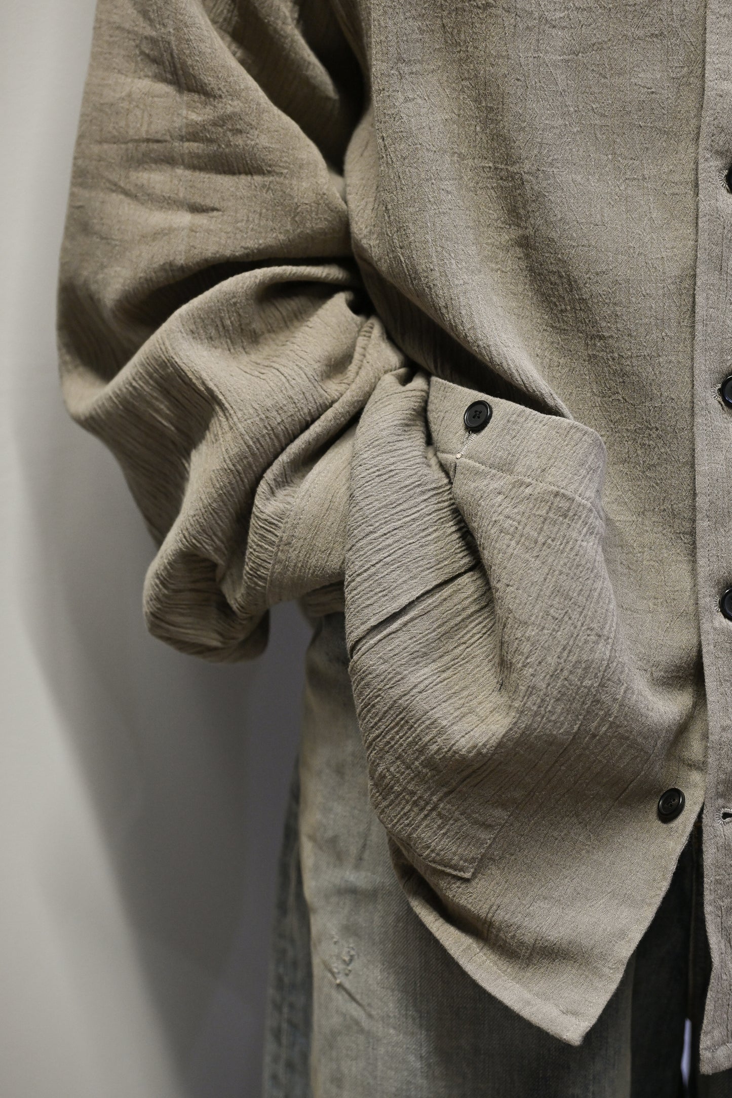 ANCELLM / CREPE SHIRT JACKET -GREIGE