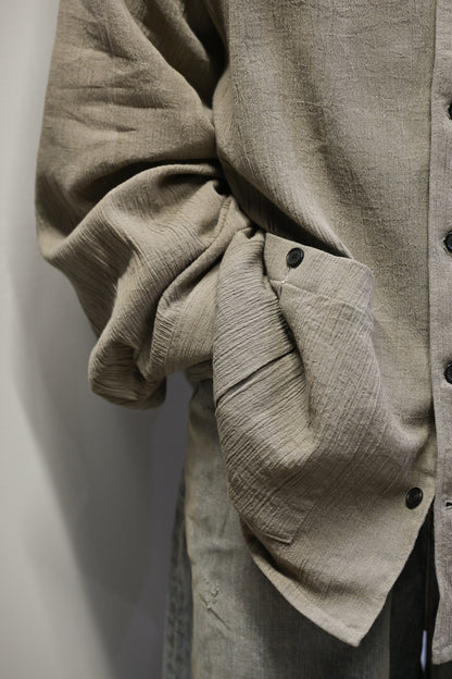 ANCELLM / CREPE SHIRT JACKET -GREIGE