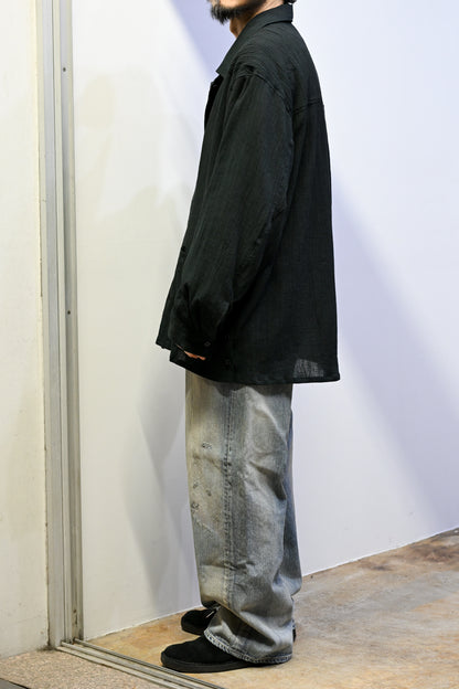 ANCELLM / CREPE SHIRT JACKET -BLACK