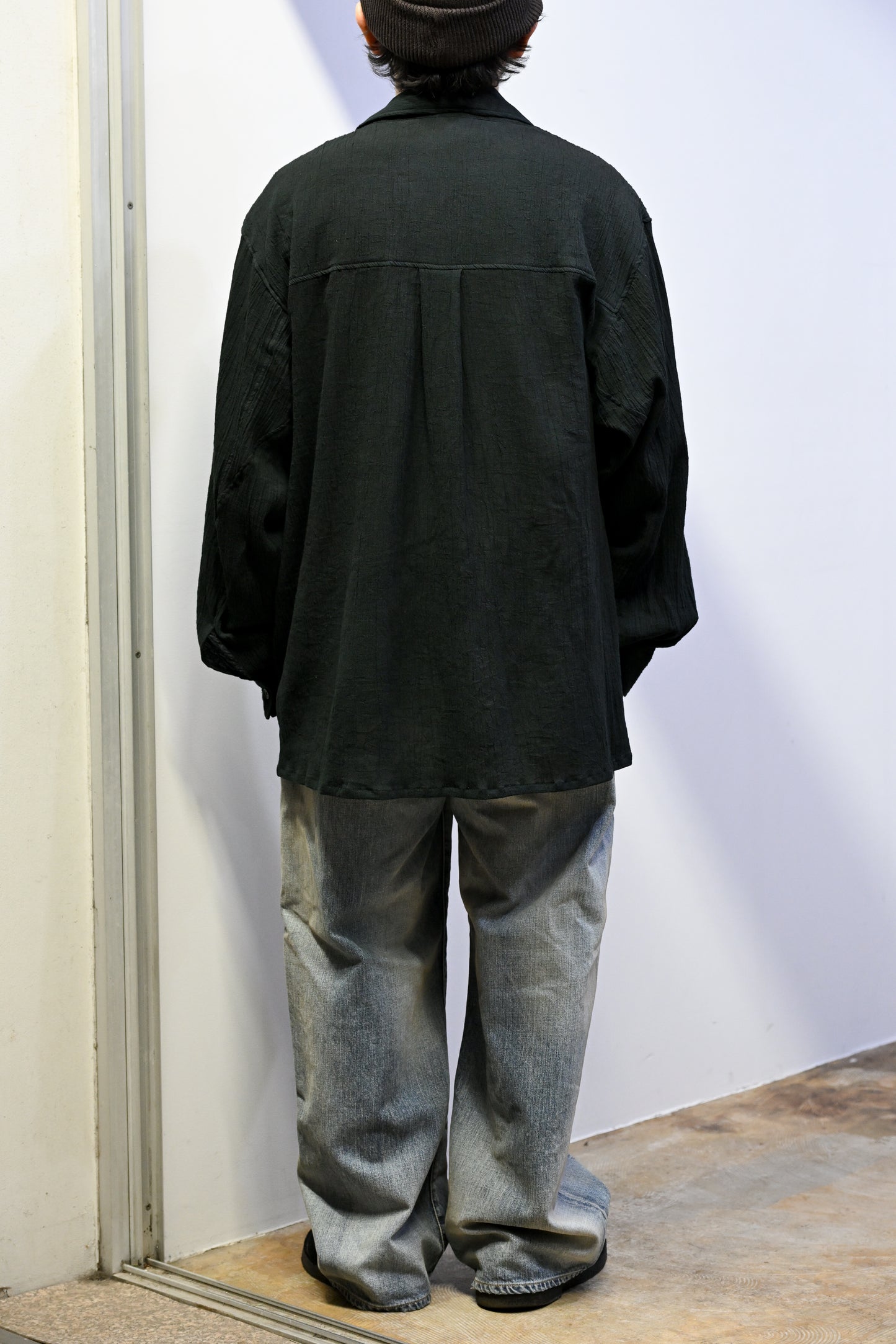 ANCELLM / CREPE SHIRT JACKET -BLACK