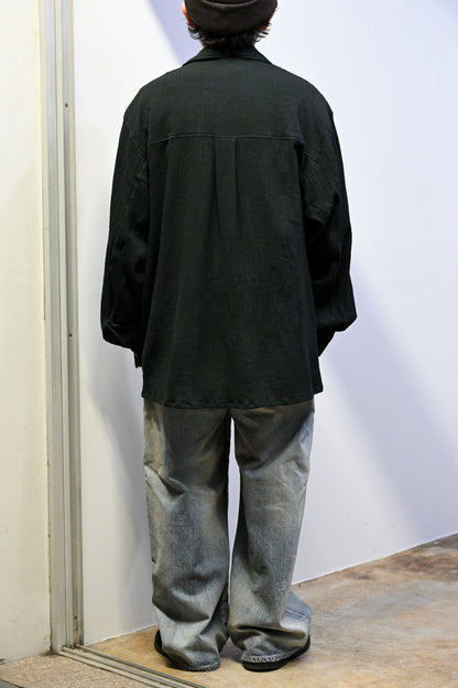 ANCELLM / CREPE SHIRT JACKET -BLACK