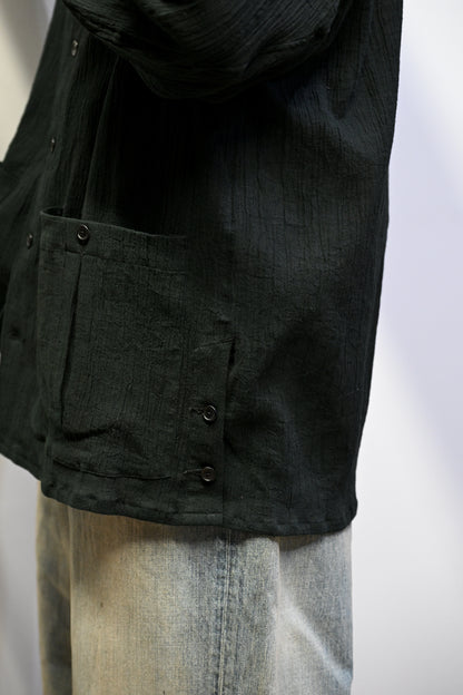 ANCELLM / CREPE SHIRT JACKET -BLACK