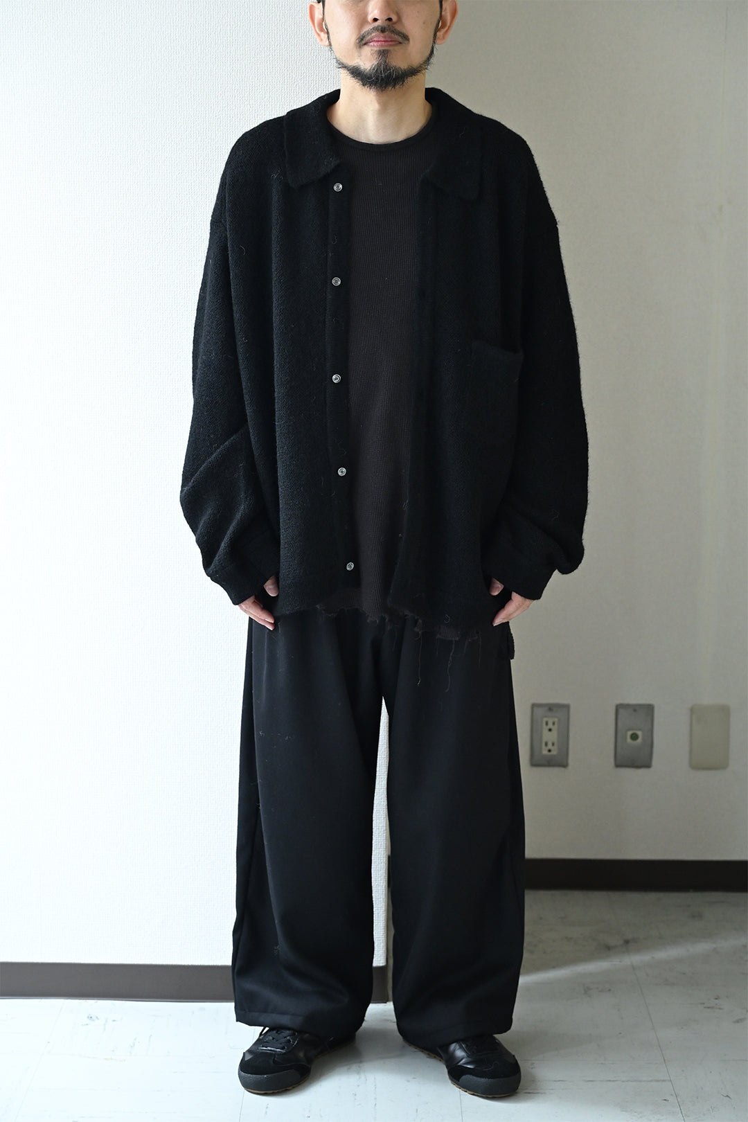 ANCELLM / KNIT SHIRT -BLACK