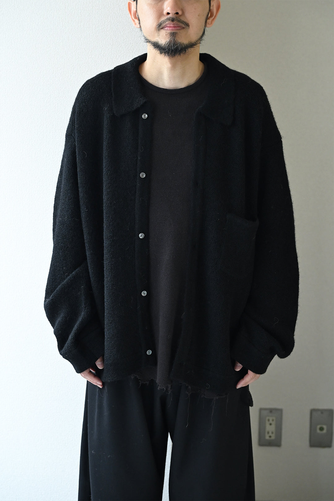 ANCELLM / KNIT SHIRT -BLACK