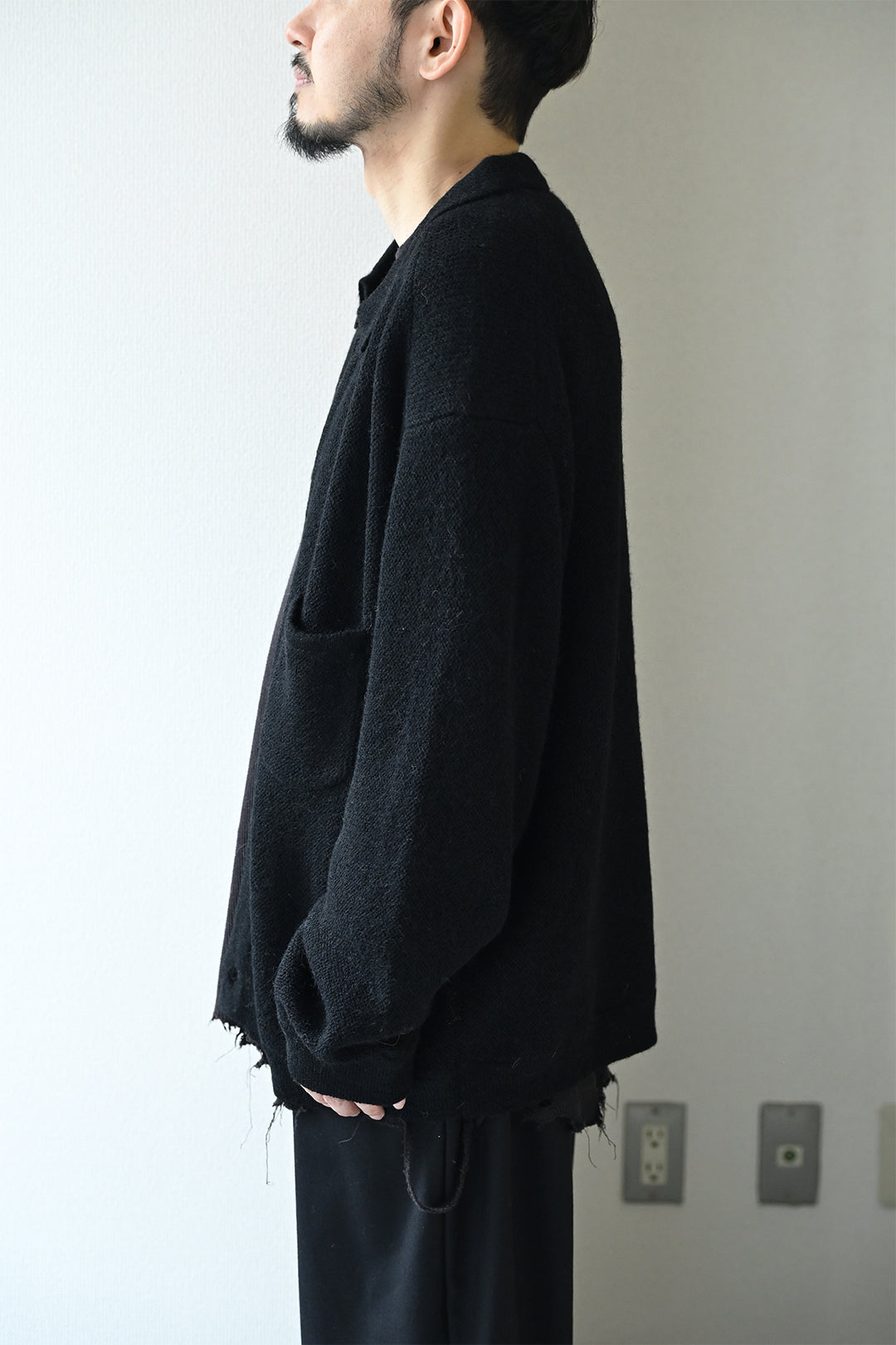ANCELLM / KNIT SHIRT -BLACK