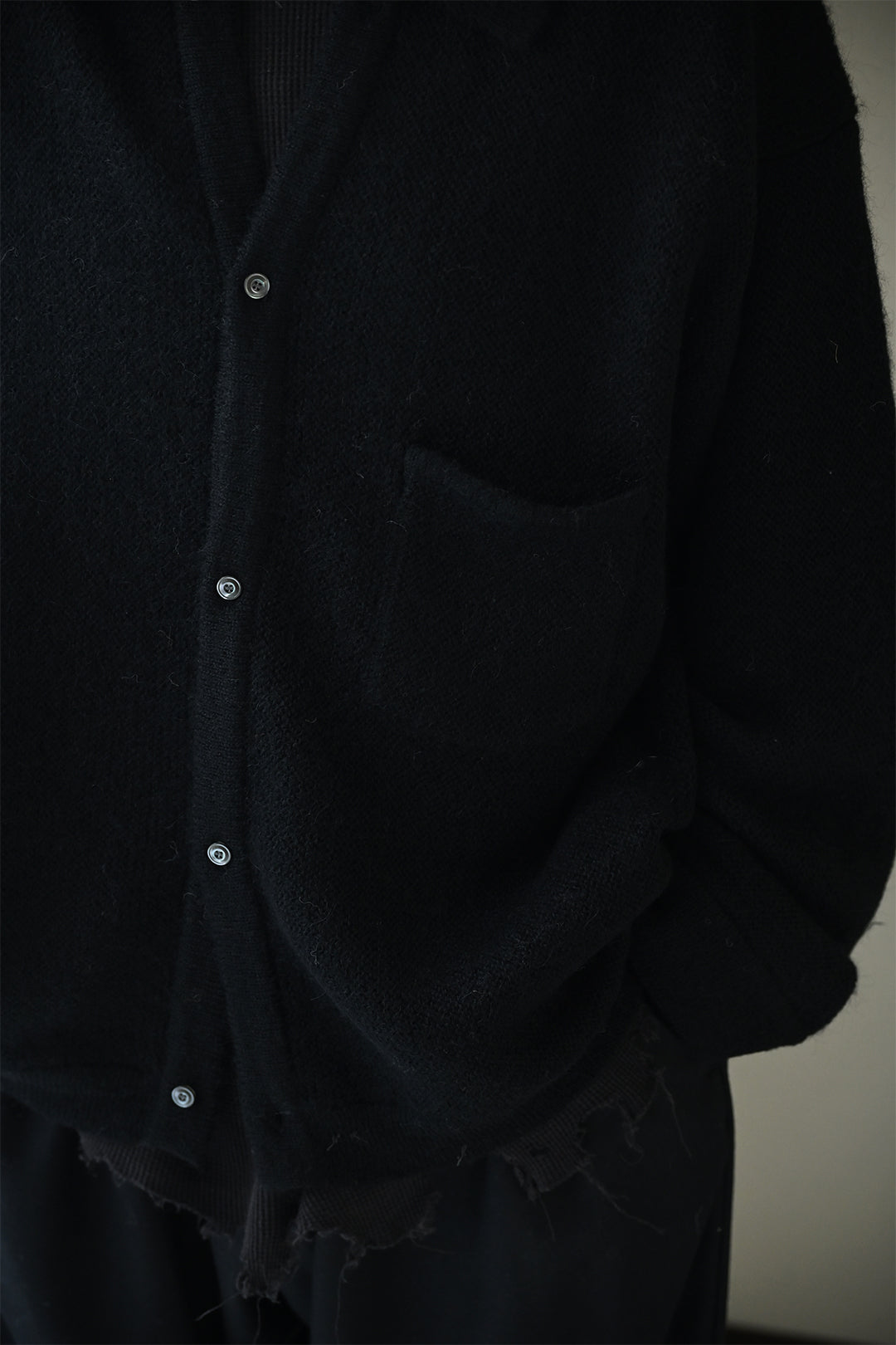 ANCELLM / KNIT SHIRT -BLACK