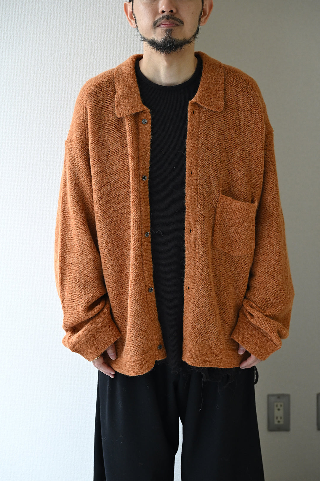 ANCELLM / KNIT SHIRT -CAMEL