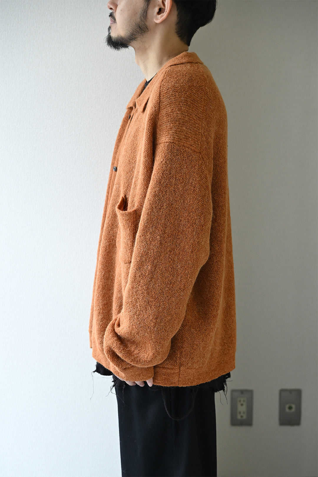 ANCELLM / KNIT SHIRT -CAMEL
