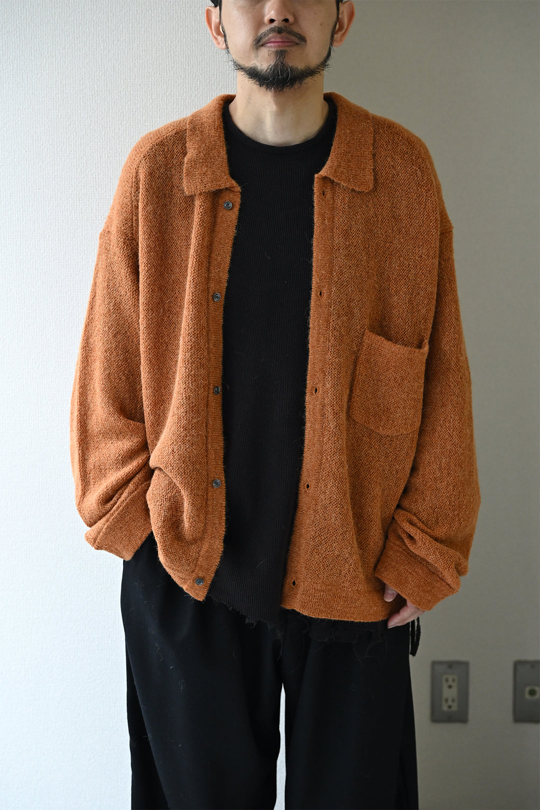 ANCELLM / KNIT SHIRT -CAMEL