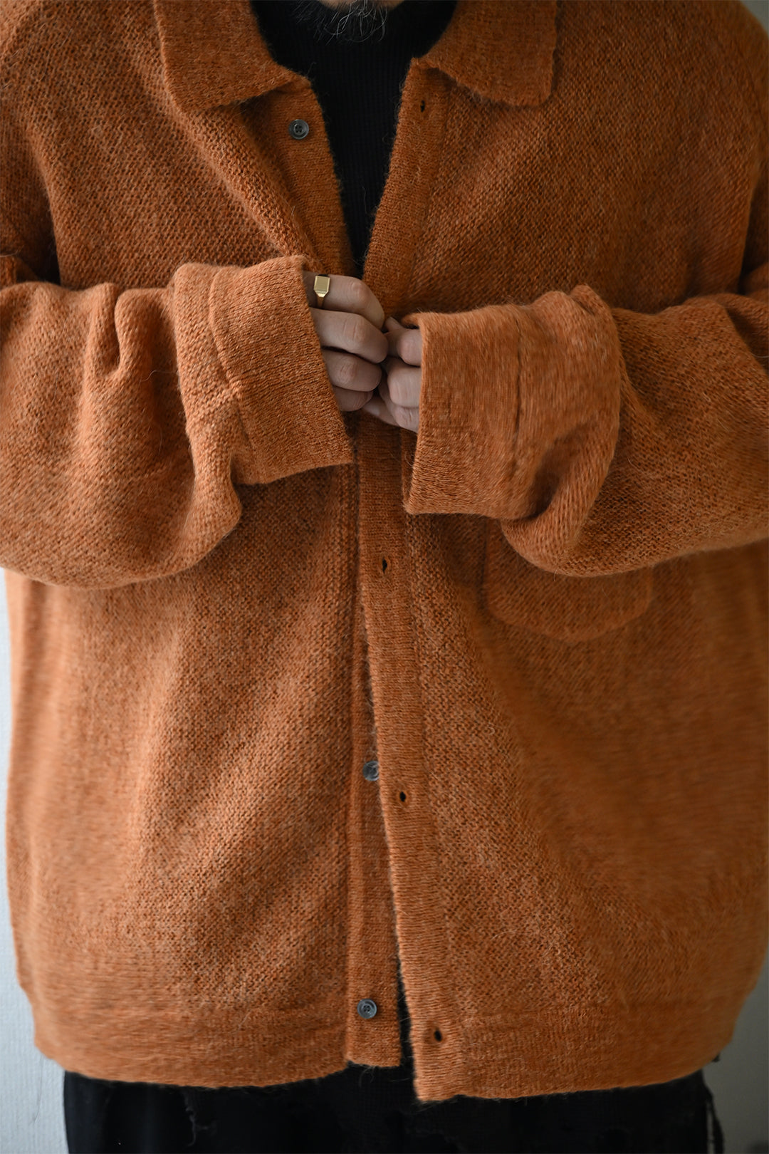 ANCELLM / KNIT SHIRT -CAMEL