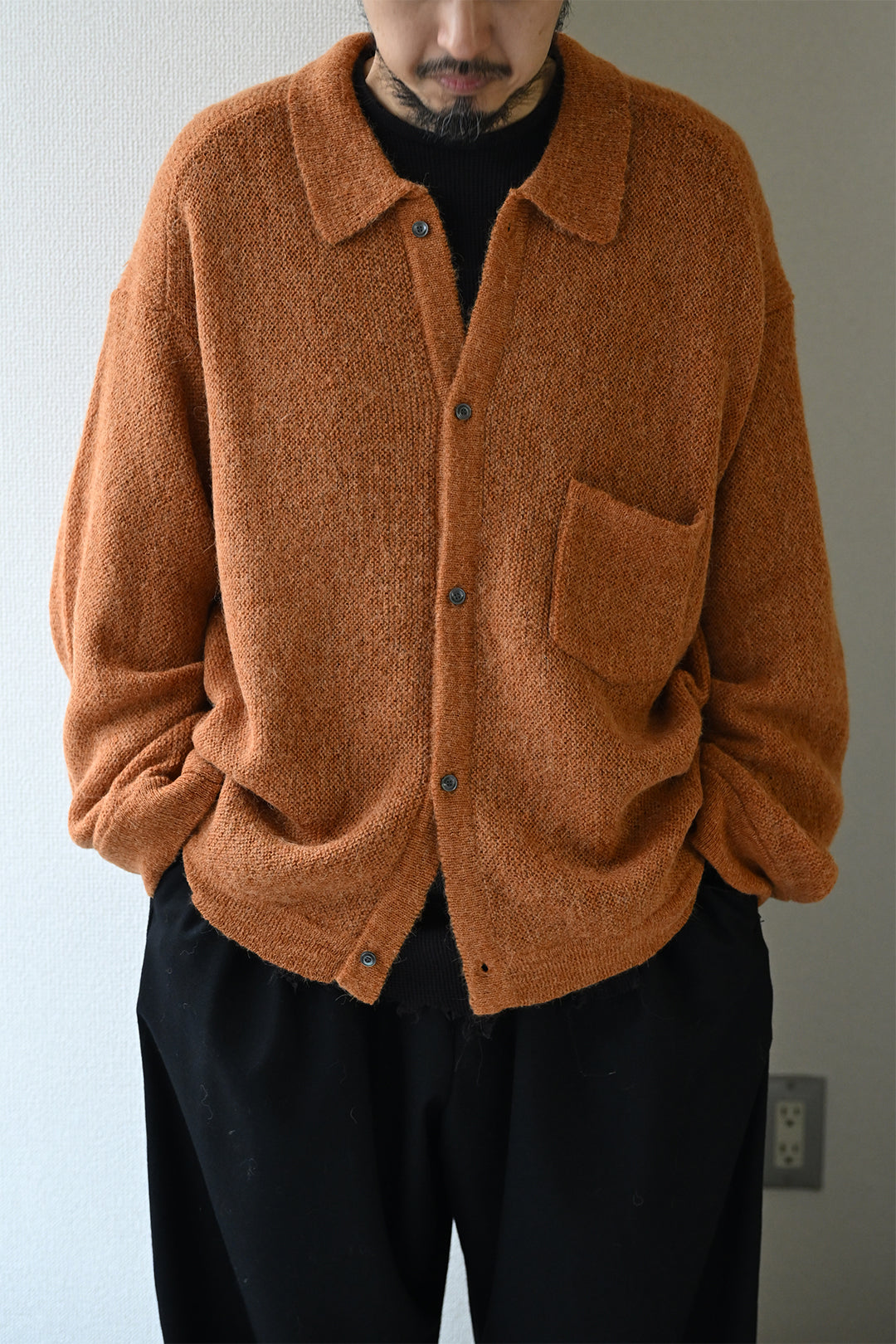 ANCELLM / KNIT SHIRT -CAMEL