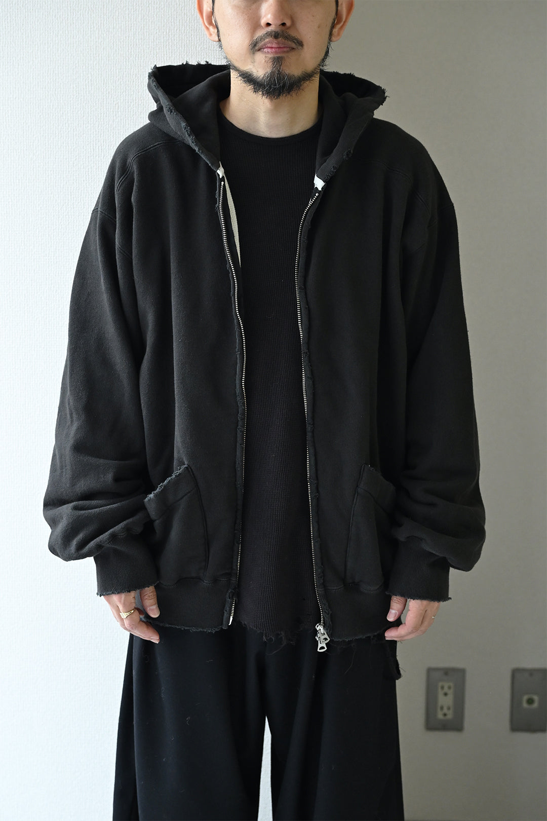 ANCELLM / ZIP UP HOODIE -BLACK
